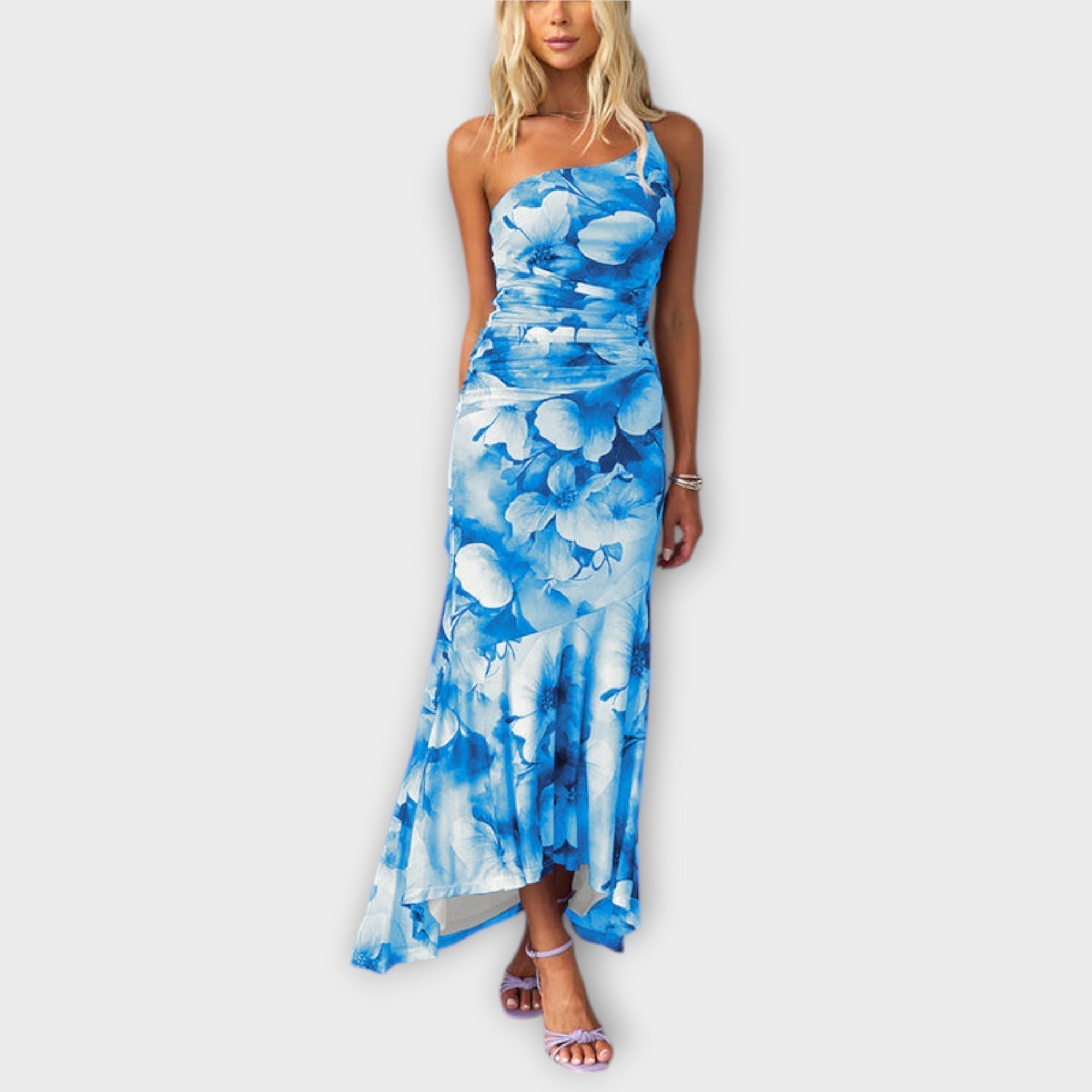 Maxi Dress With Asymmetrical Ruching