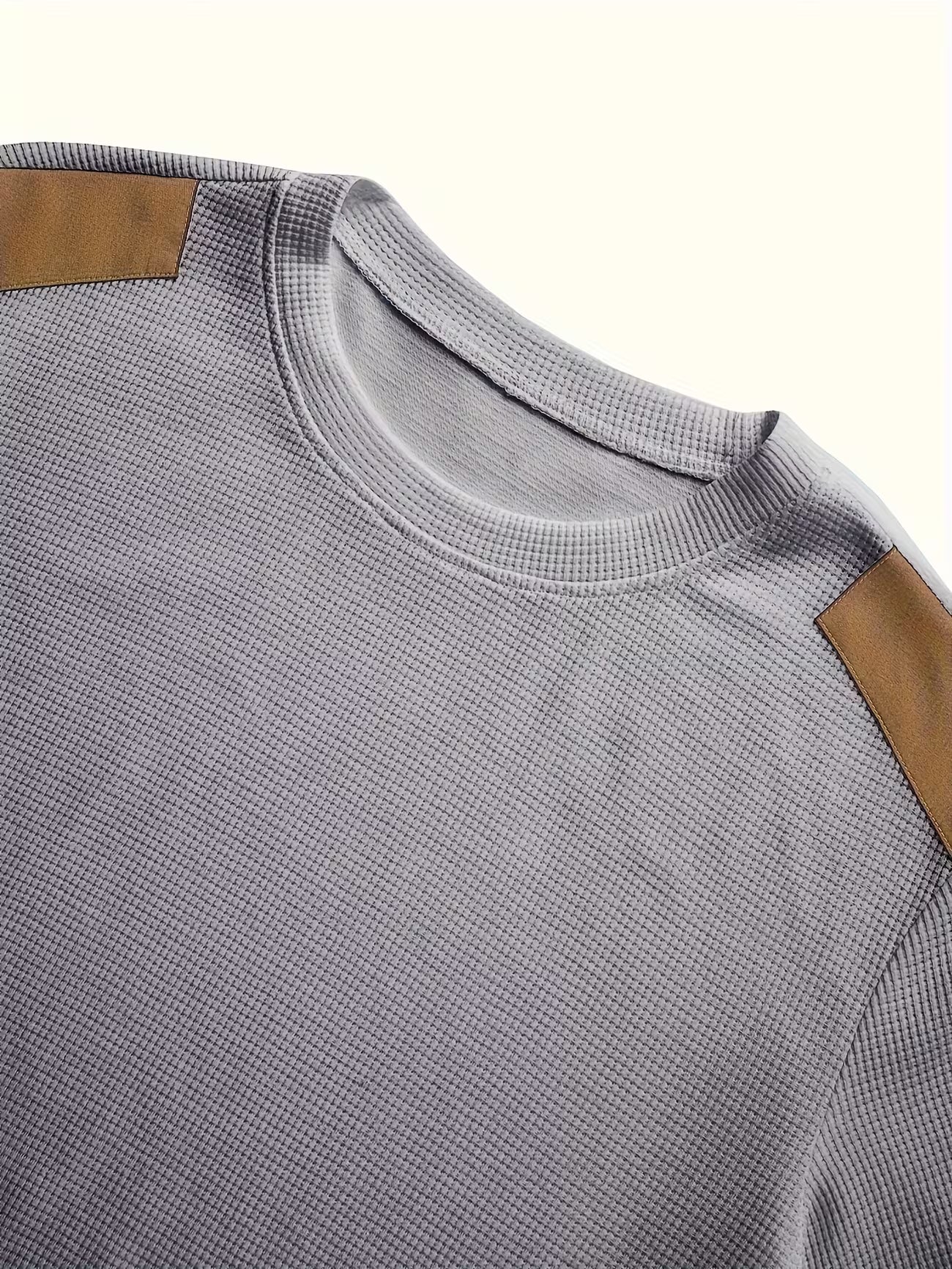 Men's Color Block Waffle Knit Crewneck Sweatshirt