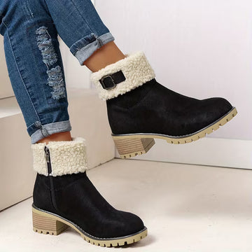 Women’s Black Round-toe Zip Ankle Boots Footwear