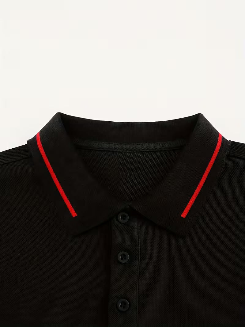 Men's Long Sleeve Rib-detail Stretch Golf Shirt