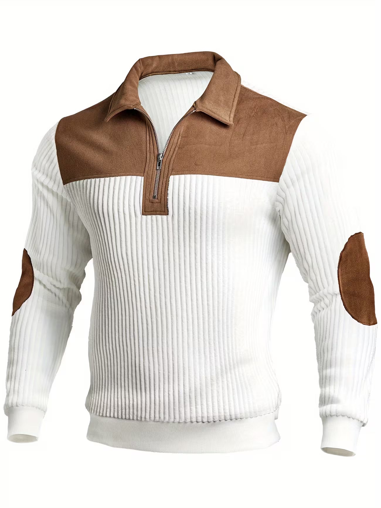 Men's Color Block Stand Collar Pullover Sweater Shirt