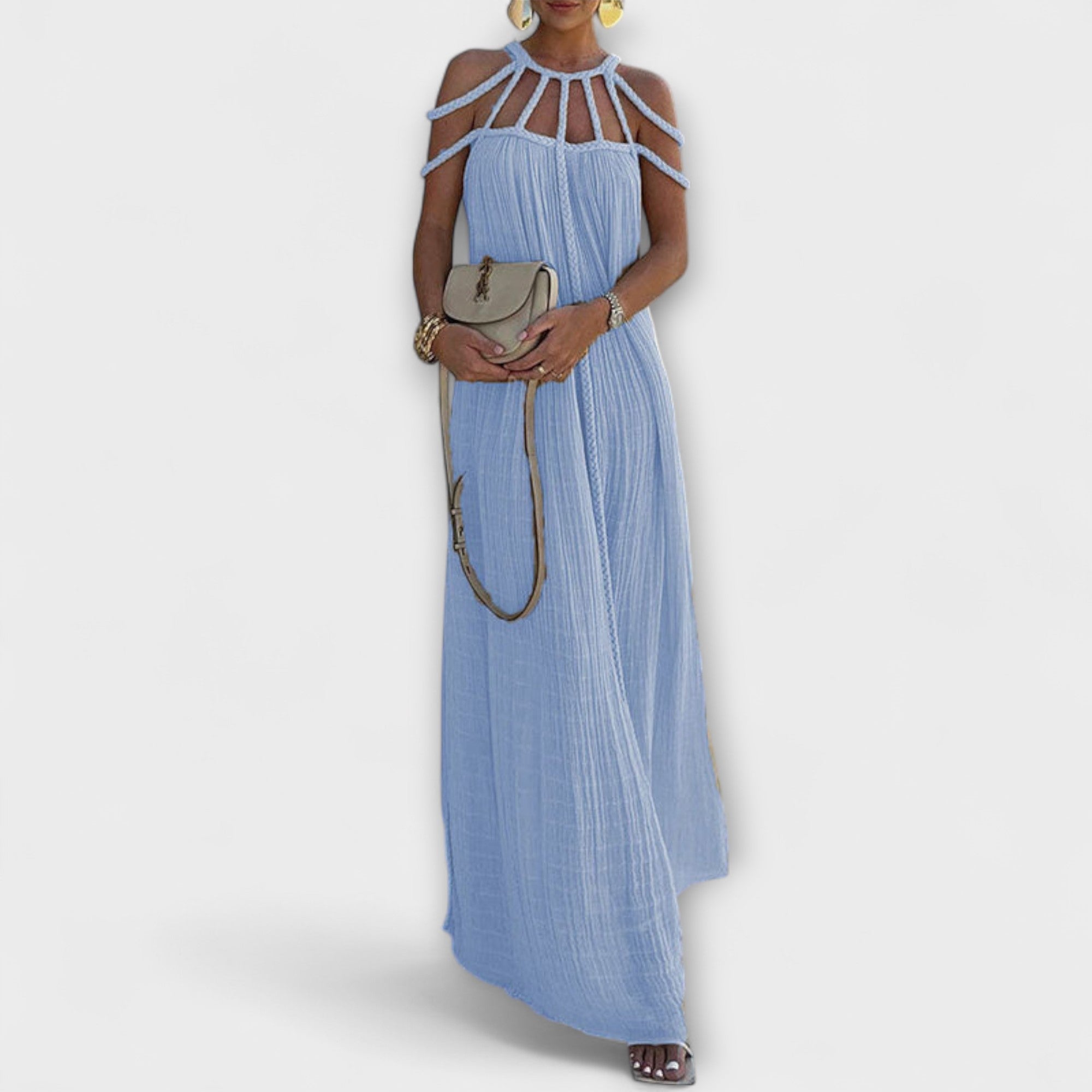Chic Maxi Dress Made From Blend With Draped Straps