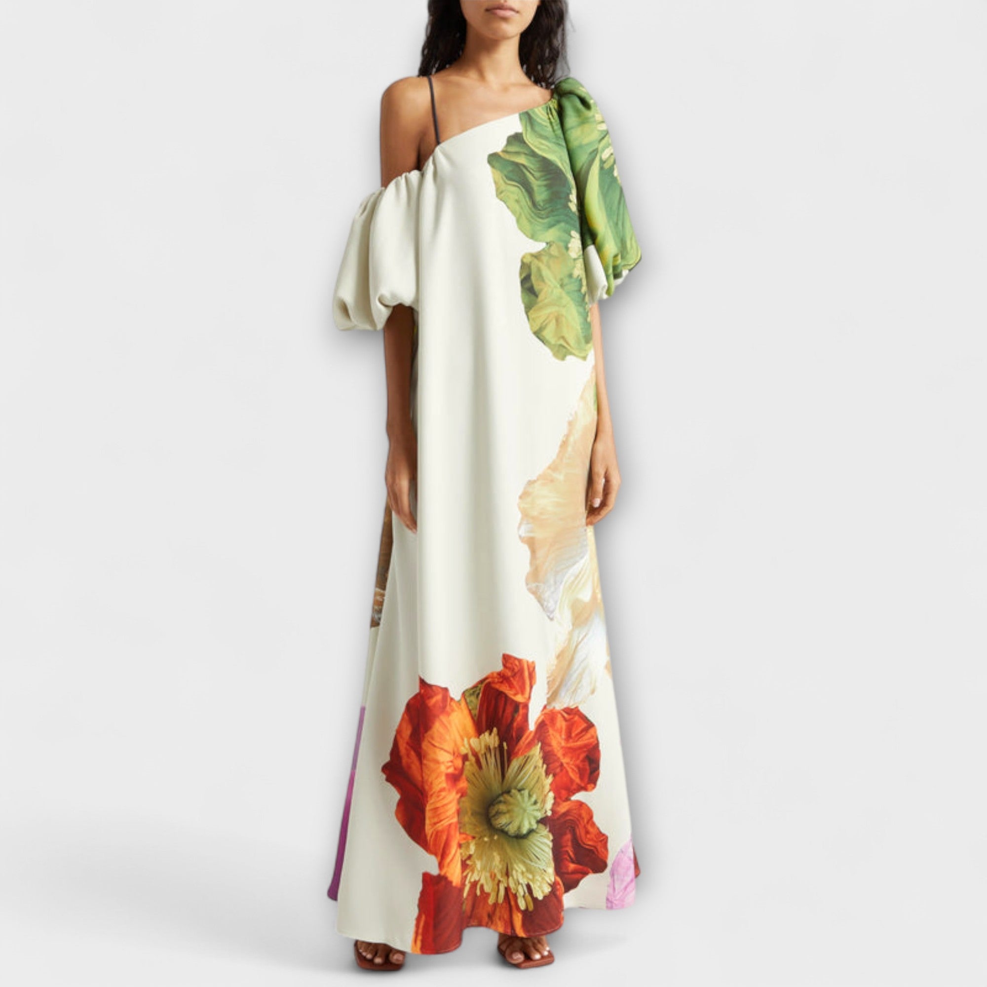 Asymmetrical Floral Maxi Dress
