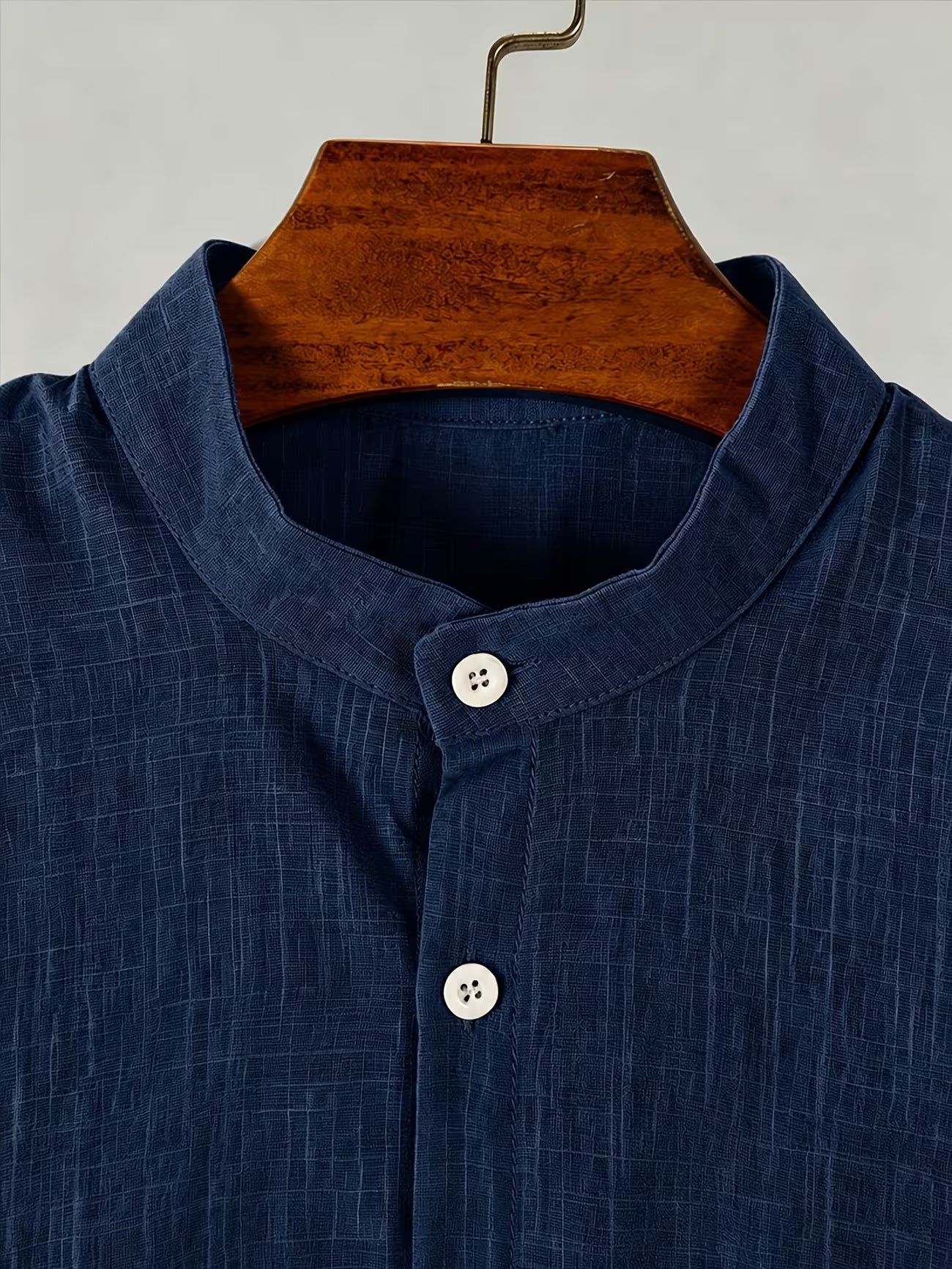Men's Cotton Stand Collar Button Shirt