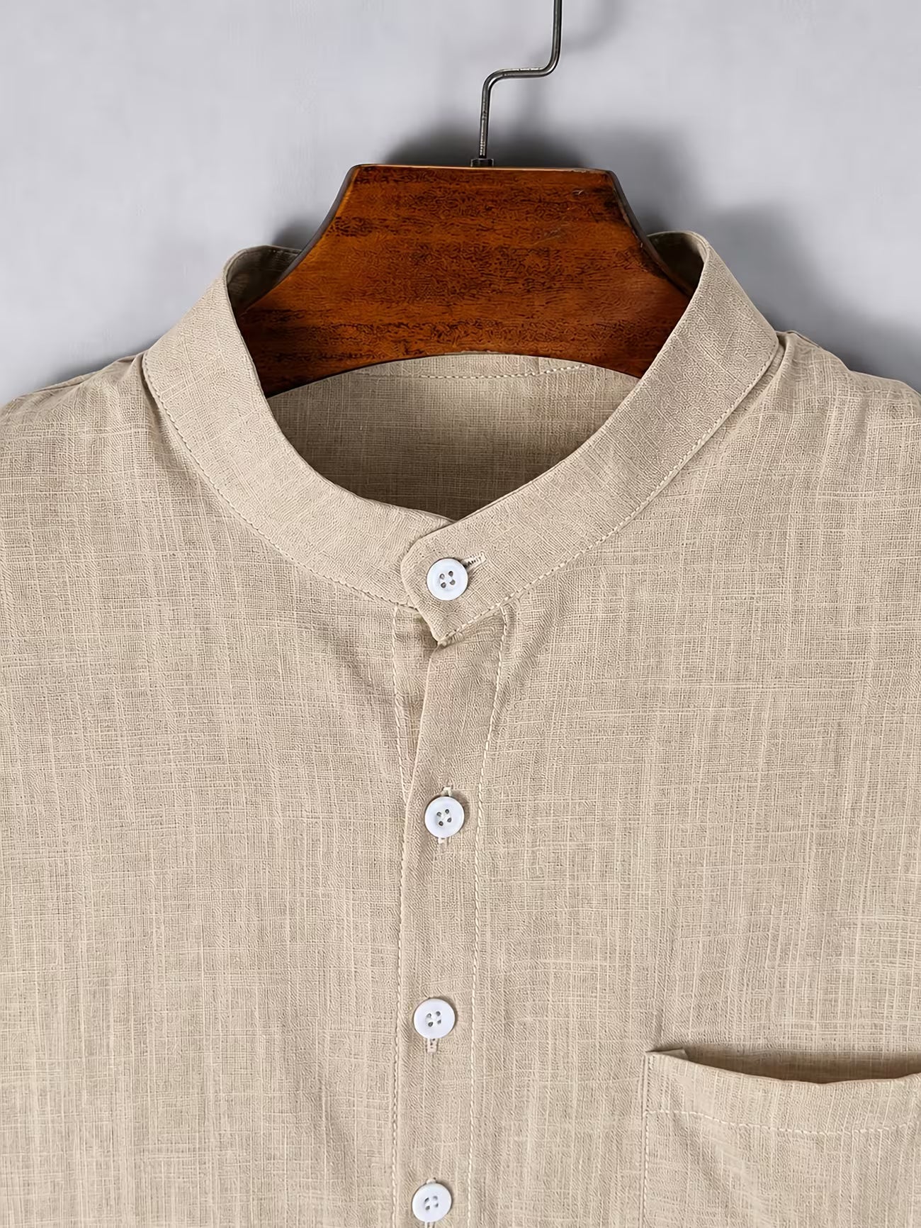 Men's Cotton Stand Collar Button Shirt