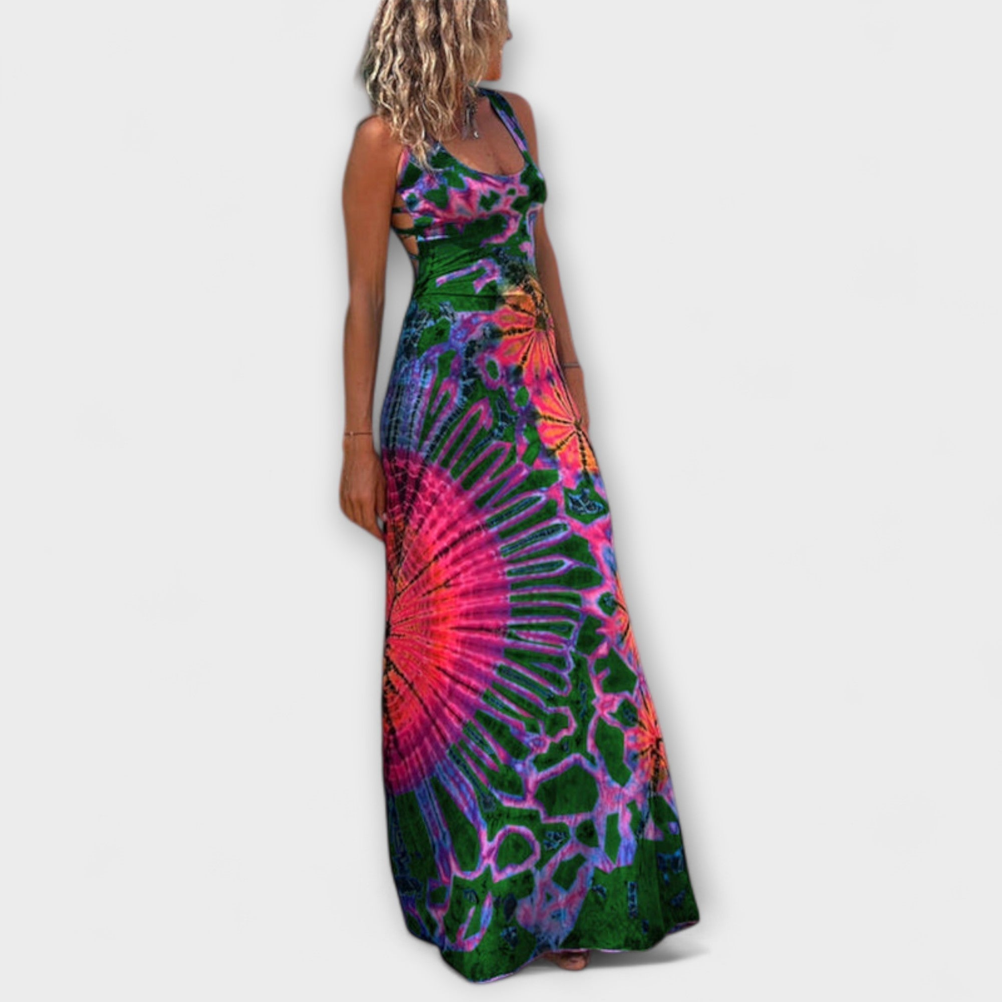 La Bamba Tie-Dye Print Maxi Dress