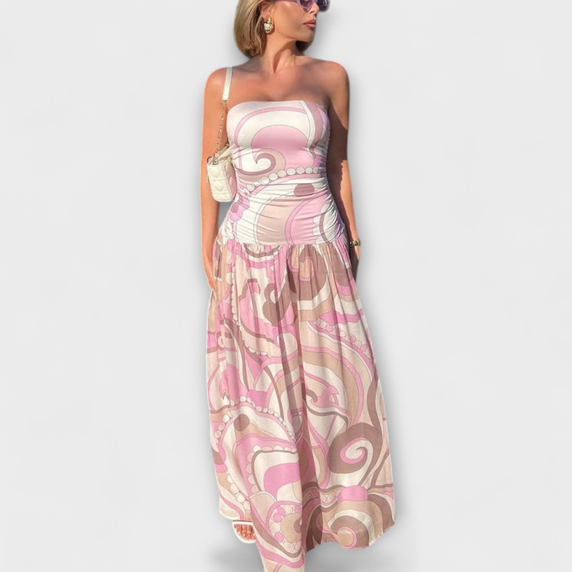 Stunning Pastel Off-Shoulder Maxi Dress