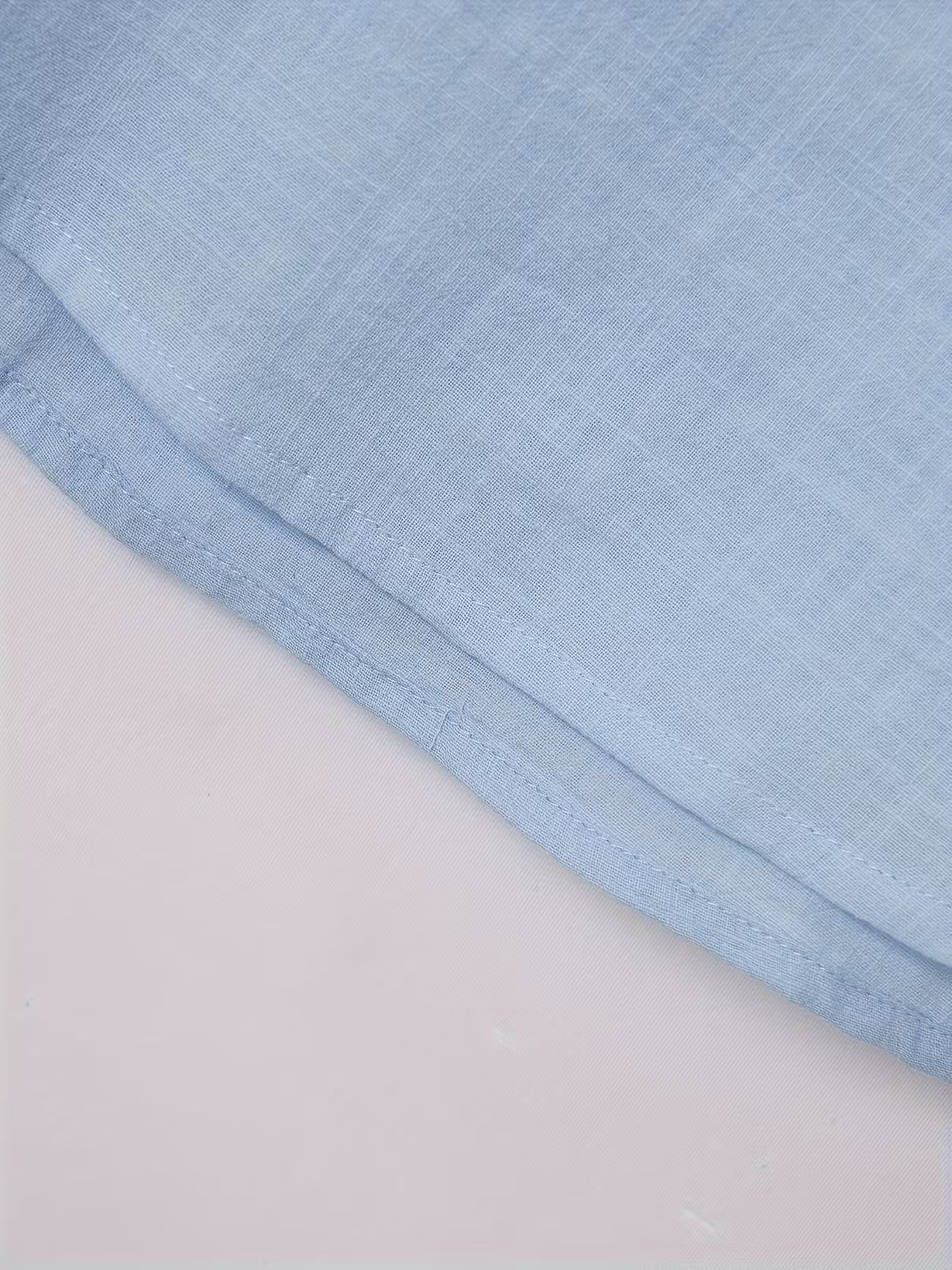 Mens Linen Stand Collar Short Sleeve Shirt