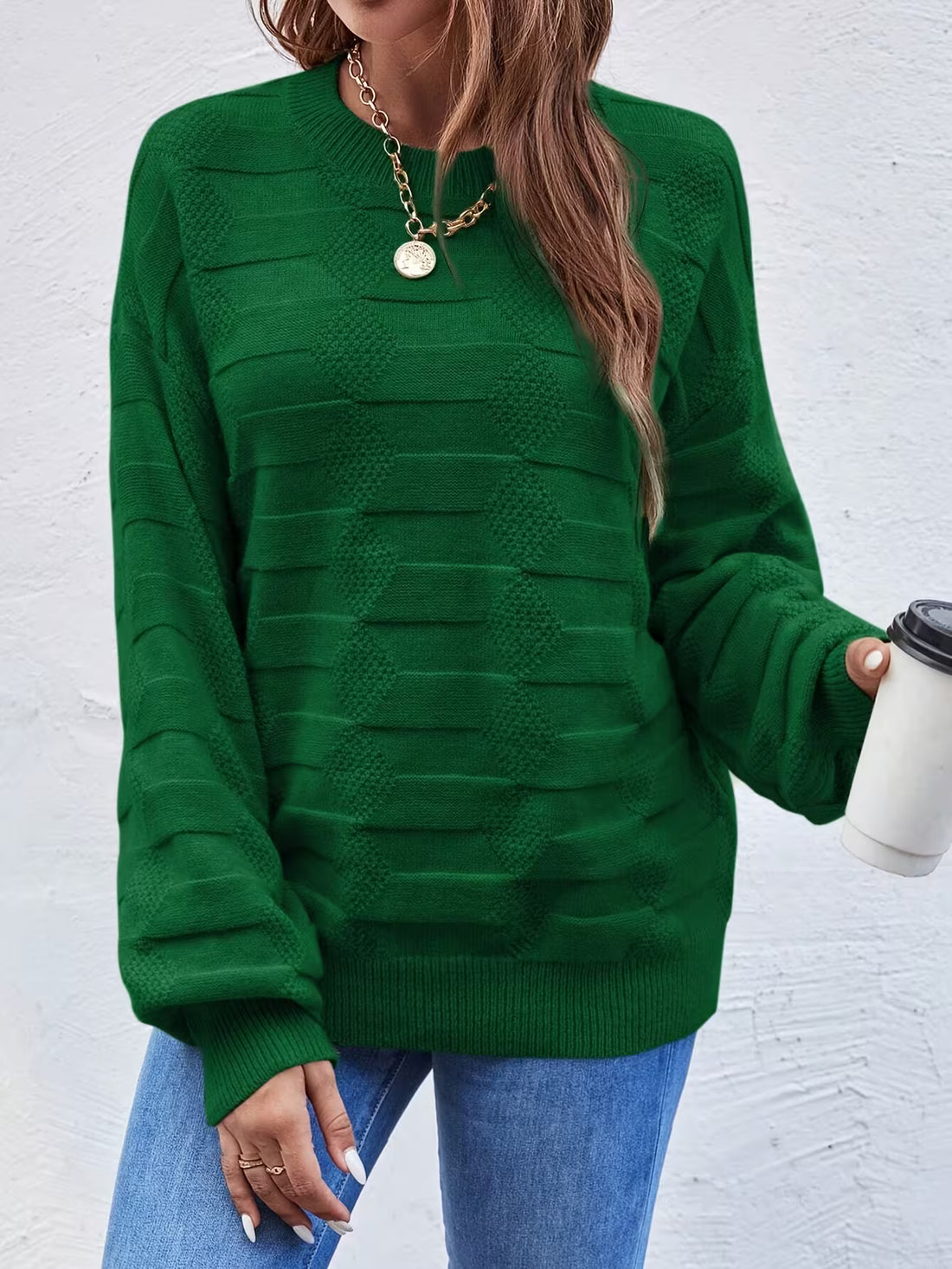 Women's Casual Crew Neck Long Sleeve Sweater Shirt