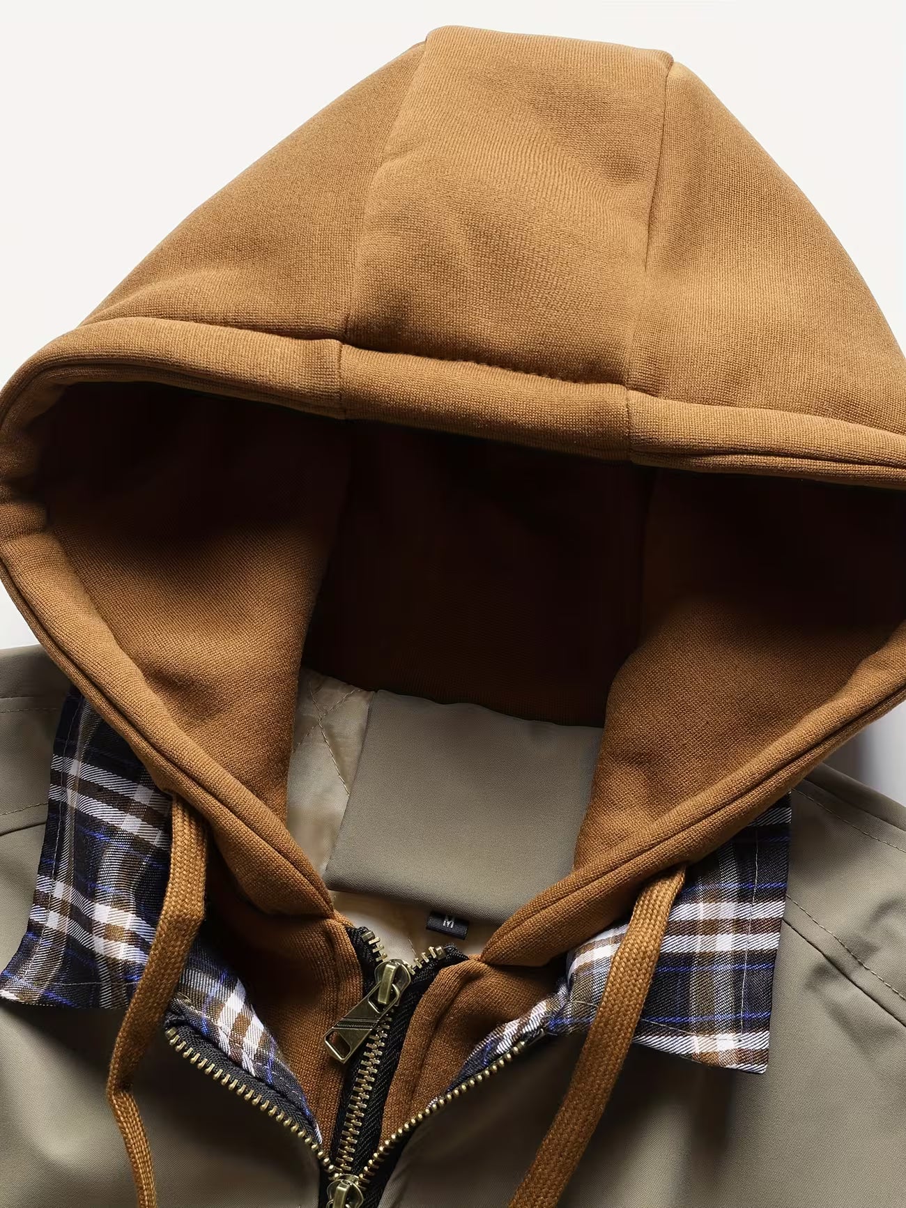 Men's Plaid Hooded Zip-up Jacket Outerwear
