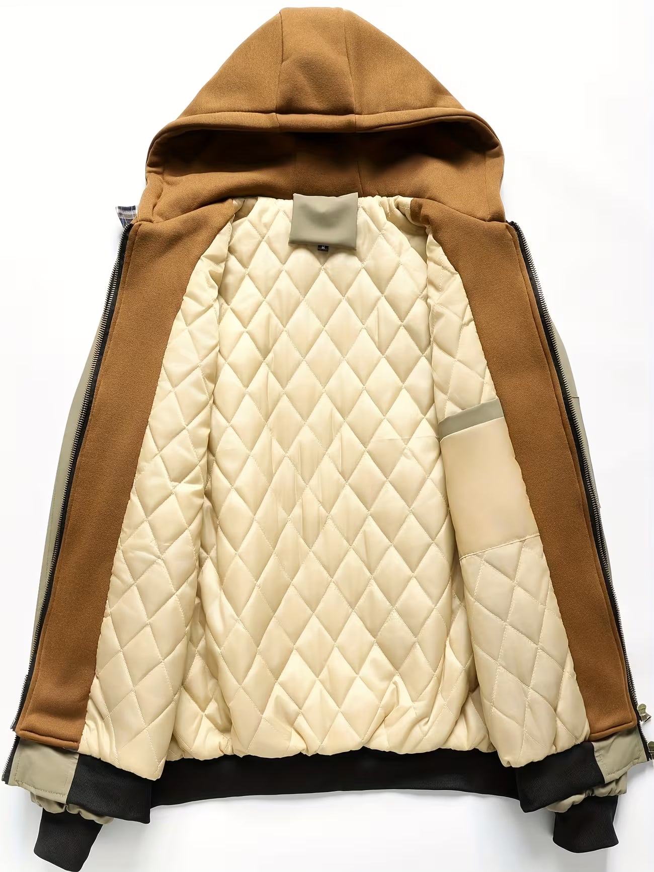 Men's Plaid Hooded Zip-up Jacket Outerwear