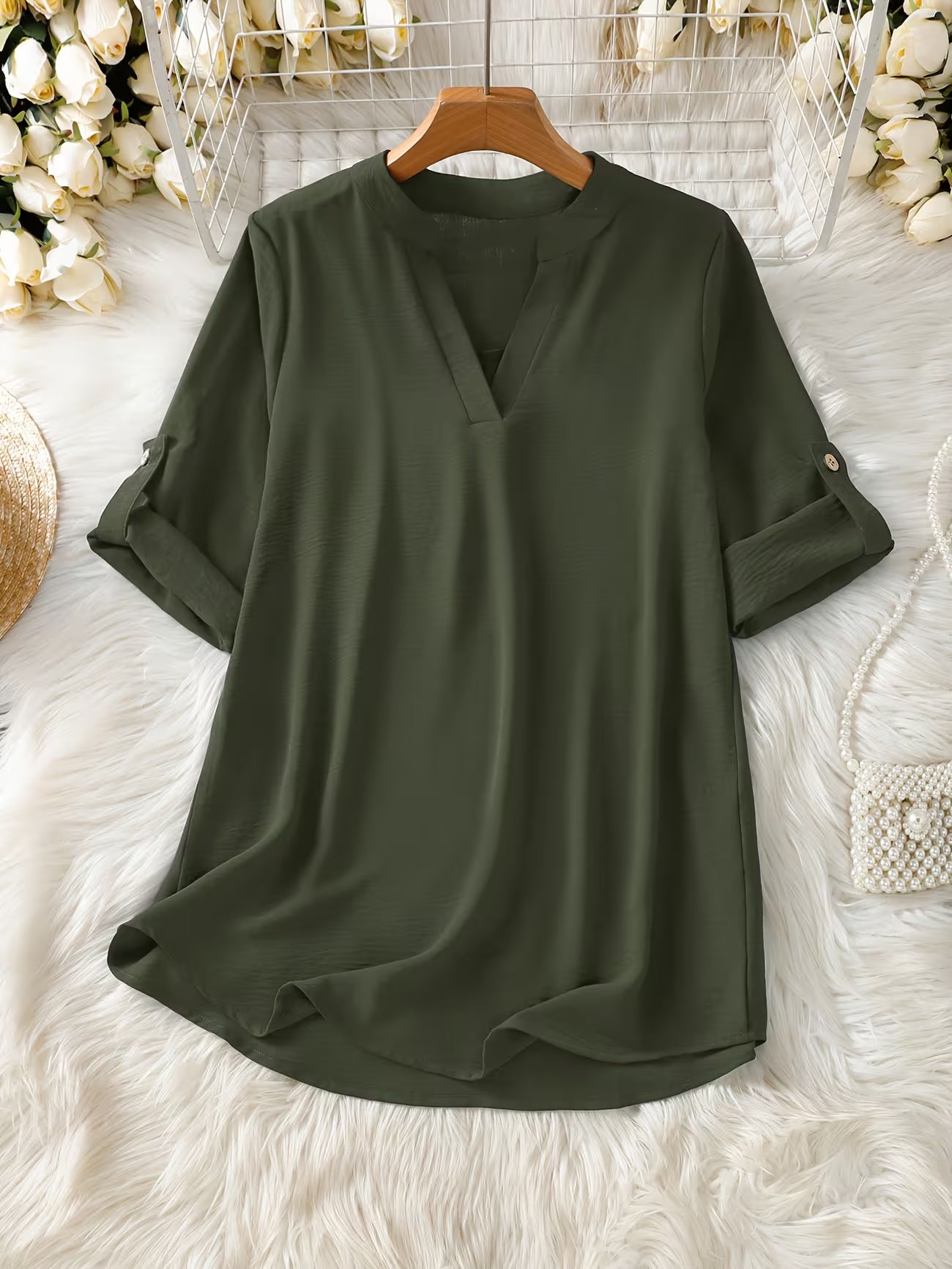 Women's Relaxed Short Sleeve Solid Color Shirt