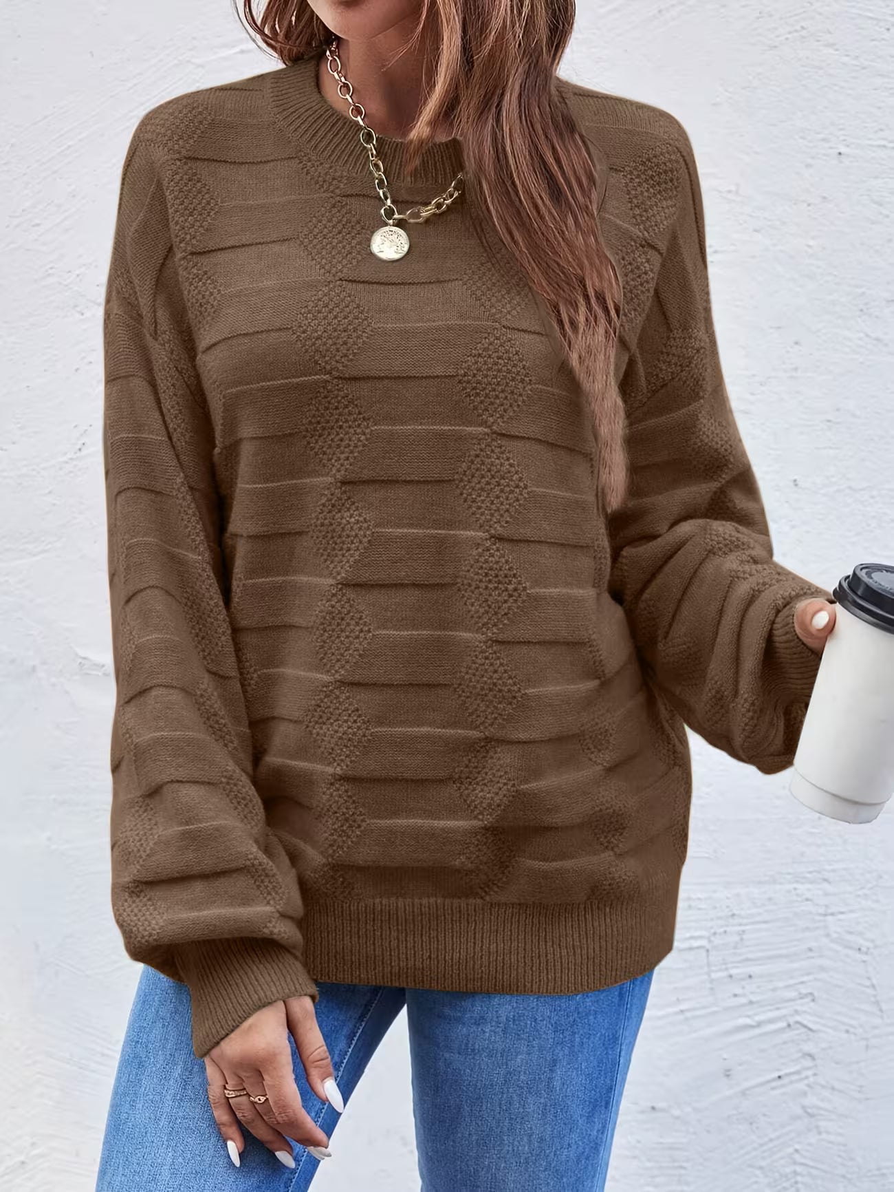 Women's Casual Crew Neck Long Sleeve Sweater Shirt