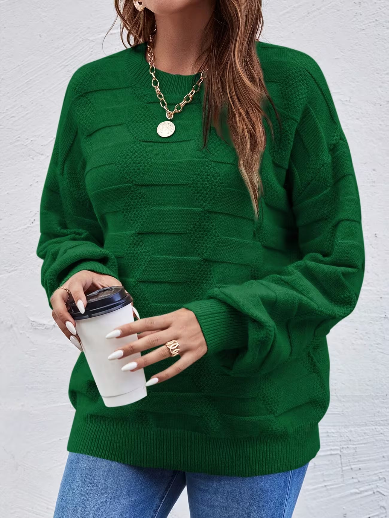 Women's Casual Crew Neck Long Sleeve Sweater Shirt
