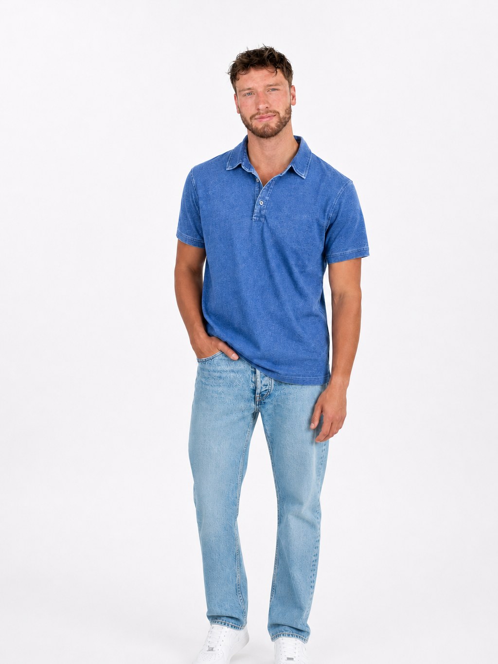 Men's Blue Short Sleeve Polo Shirt