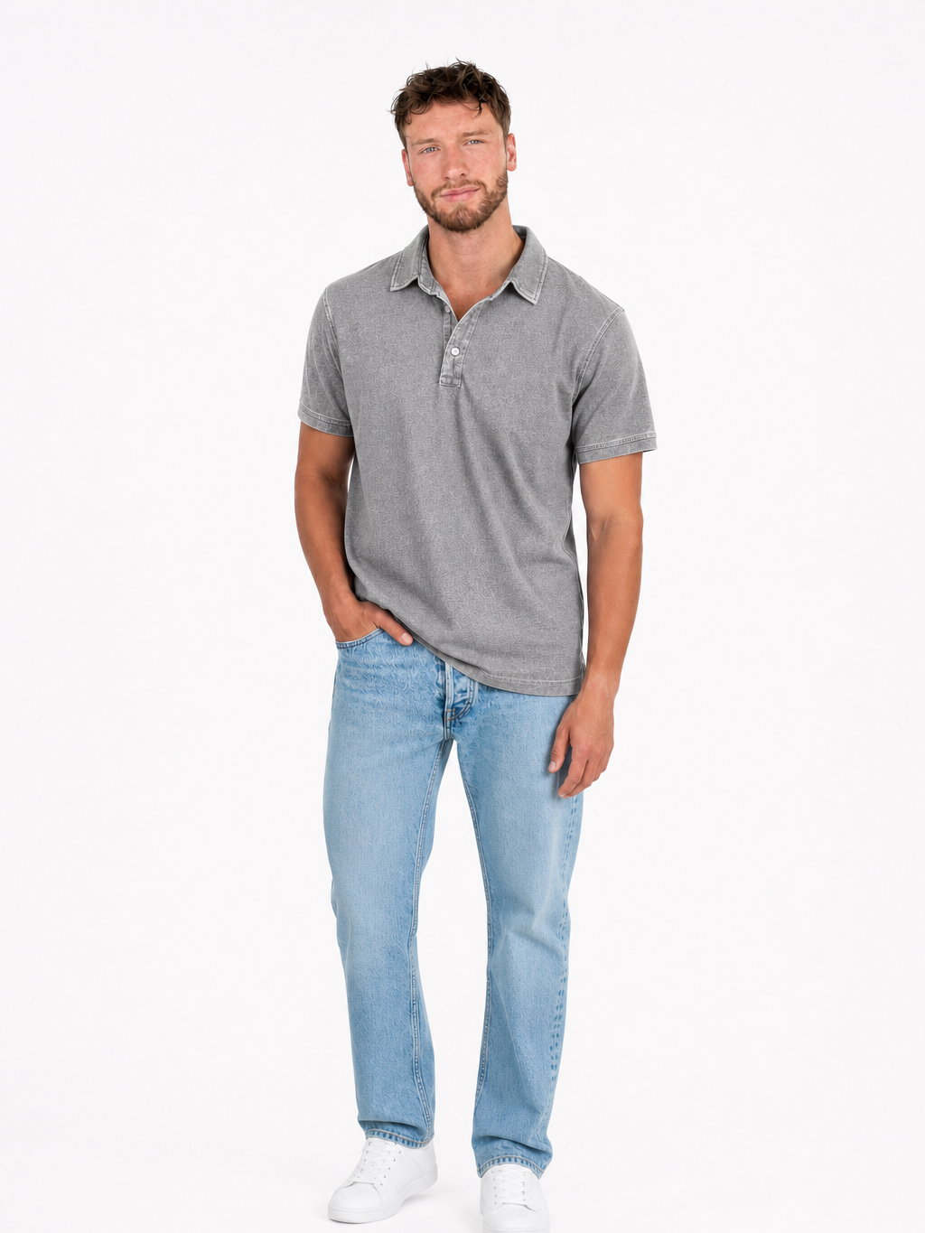 Men's Blue Short Sleeve Polo Shirt