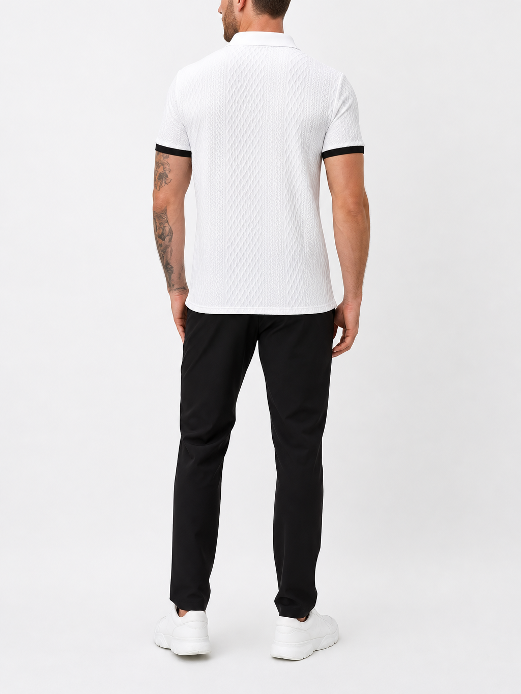 Mens Jacquard Block Collar Casual Shirt