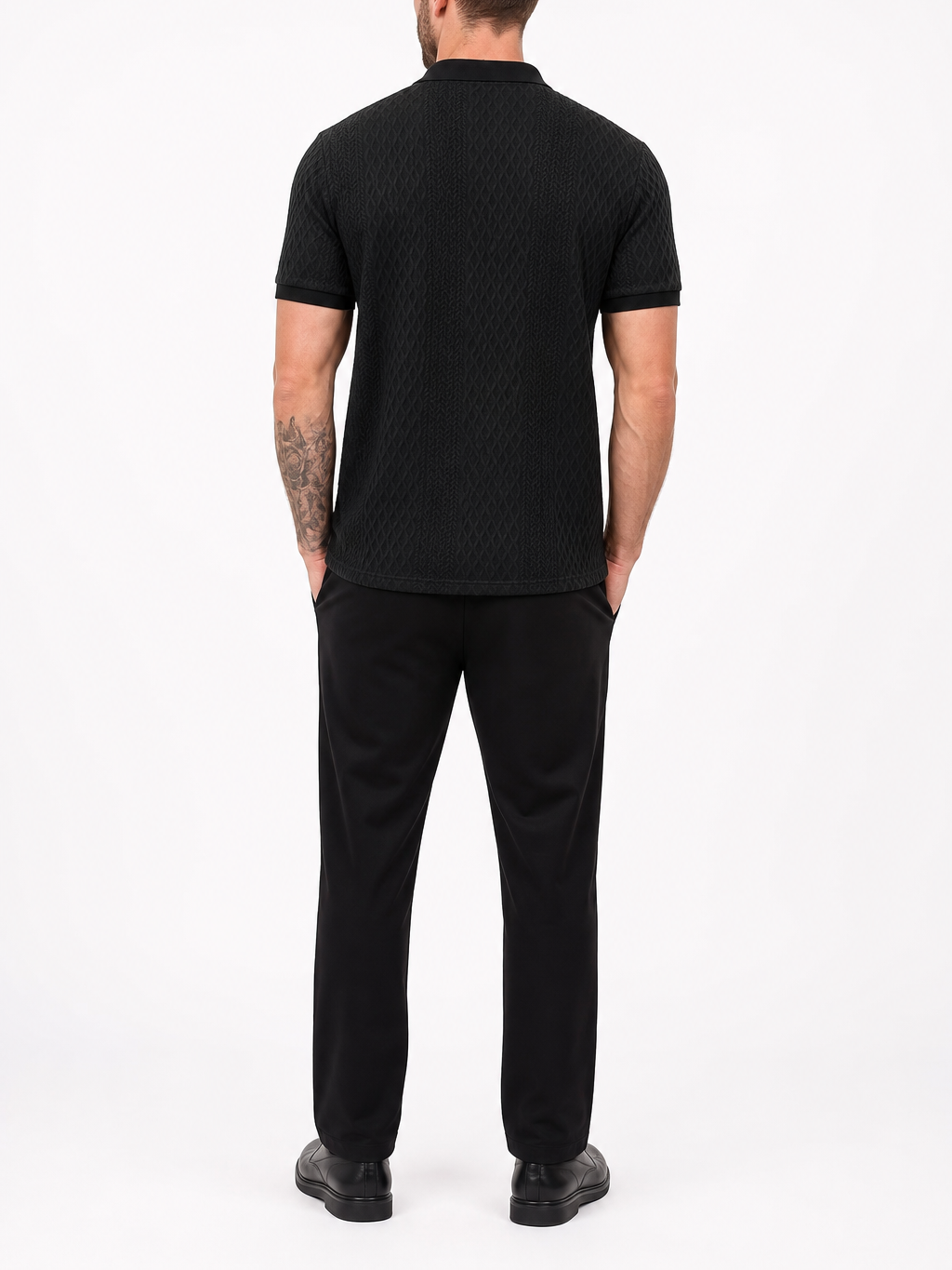 Mens Jacquard Block Collar Casual Shirt