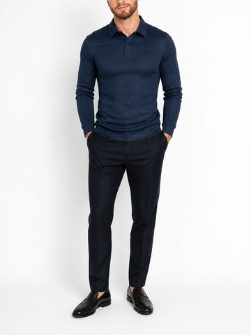 Men's Jacquard Ribbed Long Sleeve Shirt
