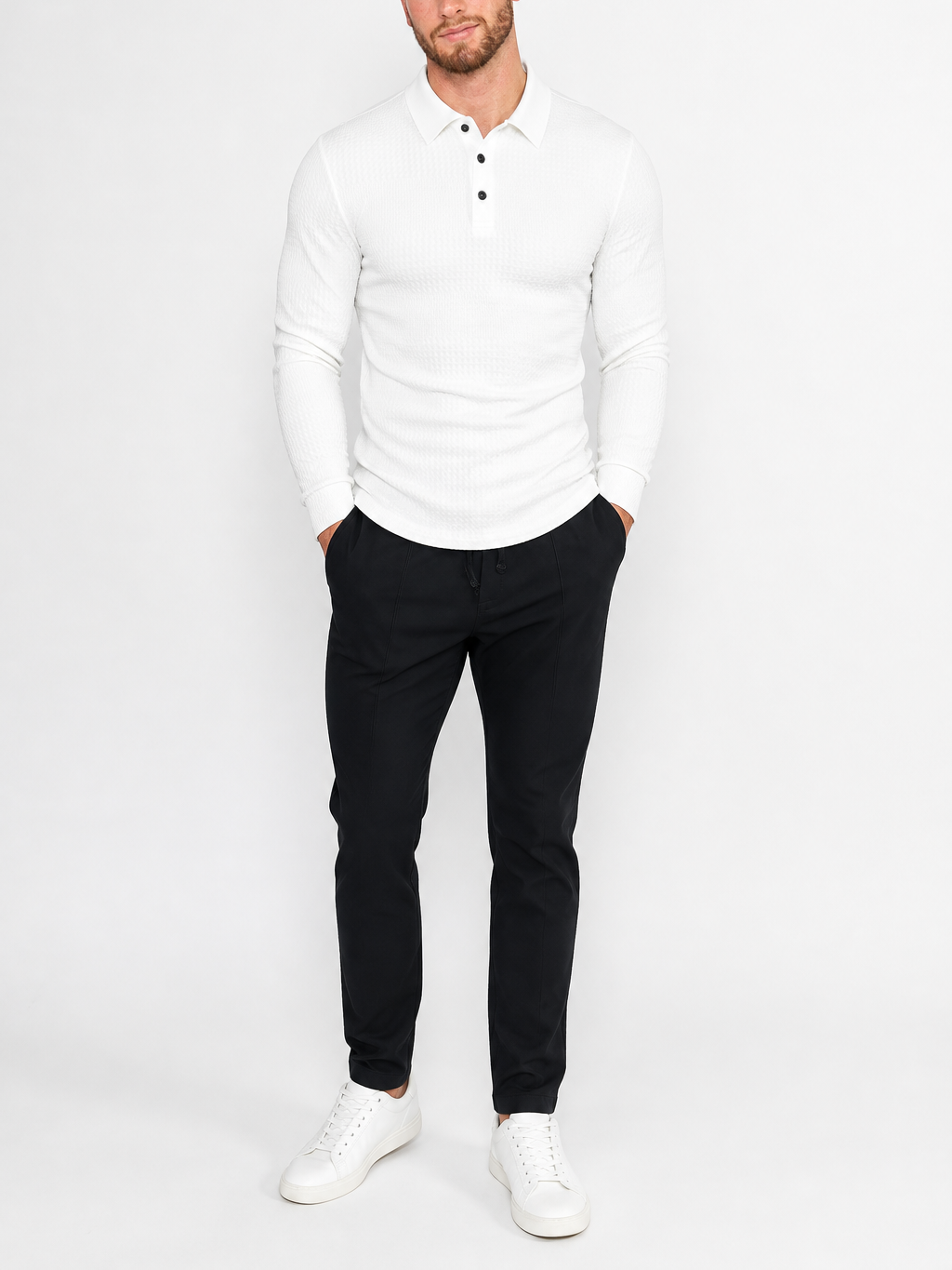 Men's Jacquard Ribbed Long Sleeve Shirt