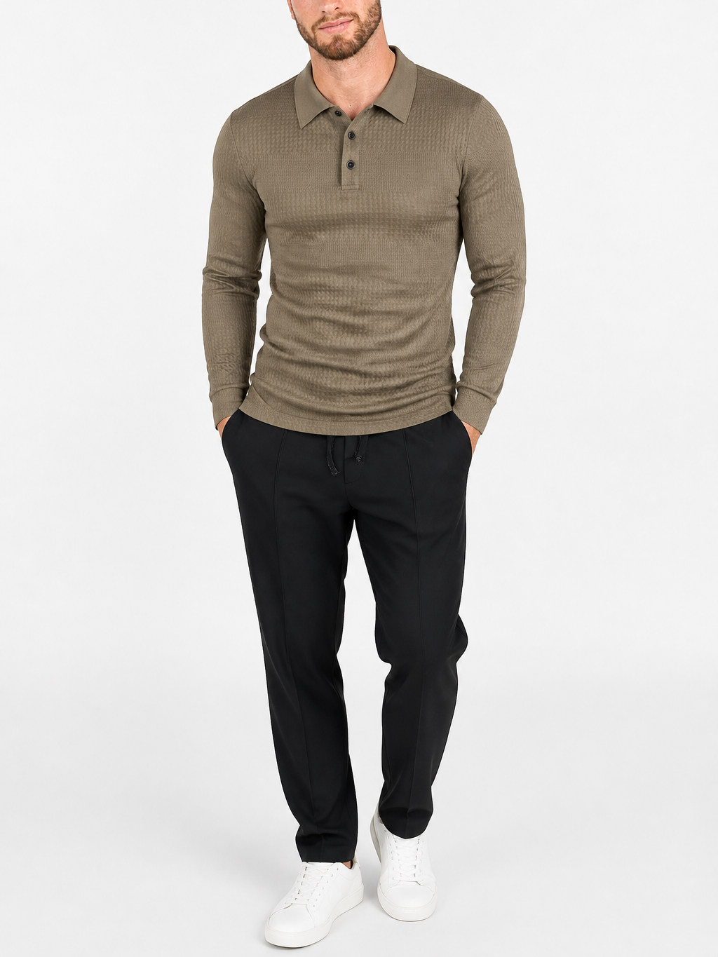 Men's Jacquard Ribbed Long Sleeve Shirt