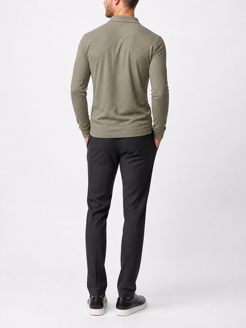Men's Jacquard Ribbed Long Sleeve Shirt