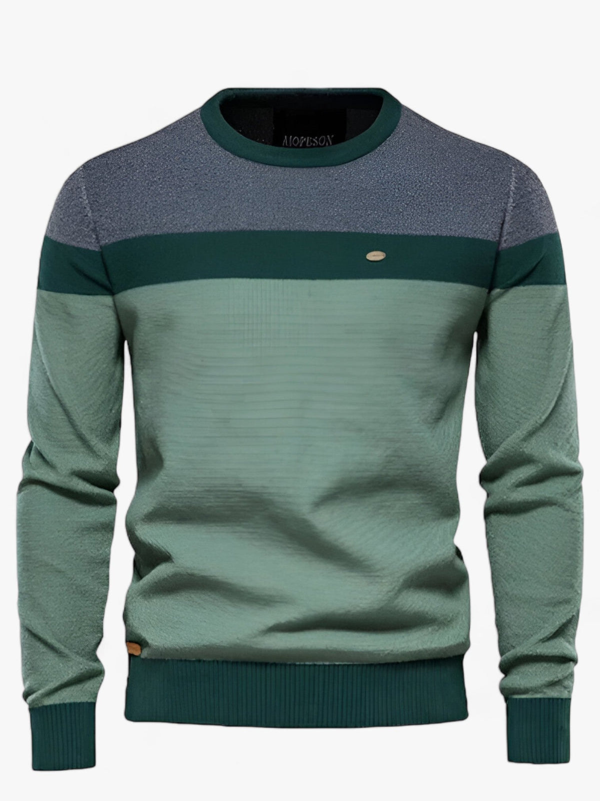 Men's Colour Block Jumper – Cotton Crew Neck, Regular Fit