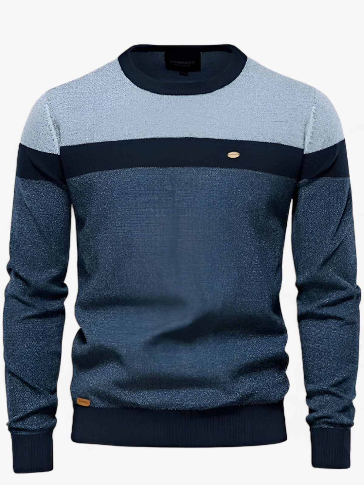 Men's Colour Block Jumper – Cotton Crew Neck, Regular Fit