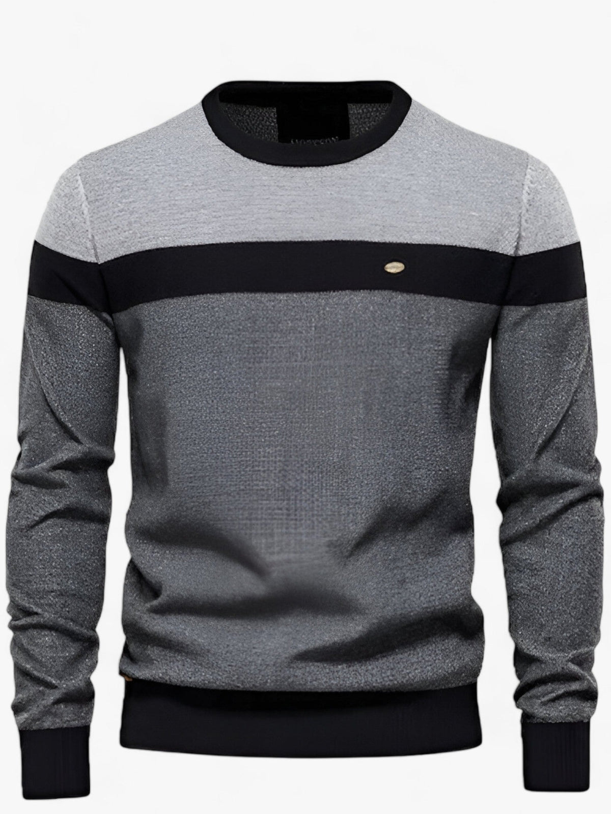 Men's Colour Block Jumper – Cotton Crew Neck, Regular Fit