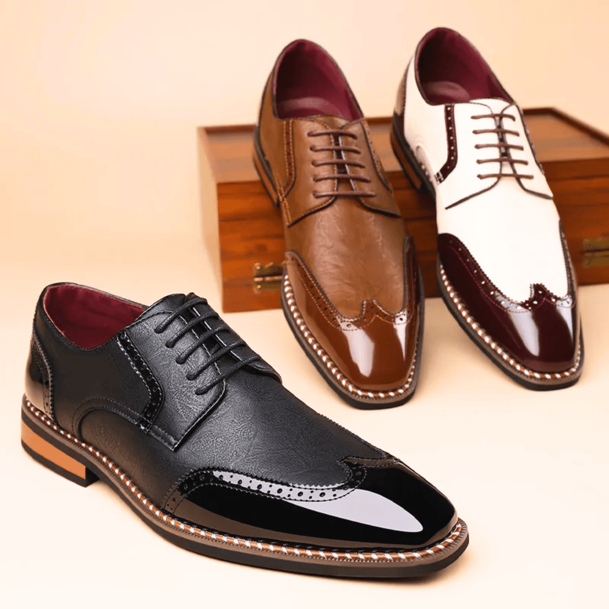 Men's Two Tone Oxford Shoes – Full Grain Leather, Lace-Up