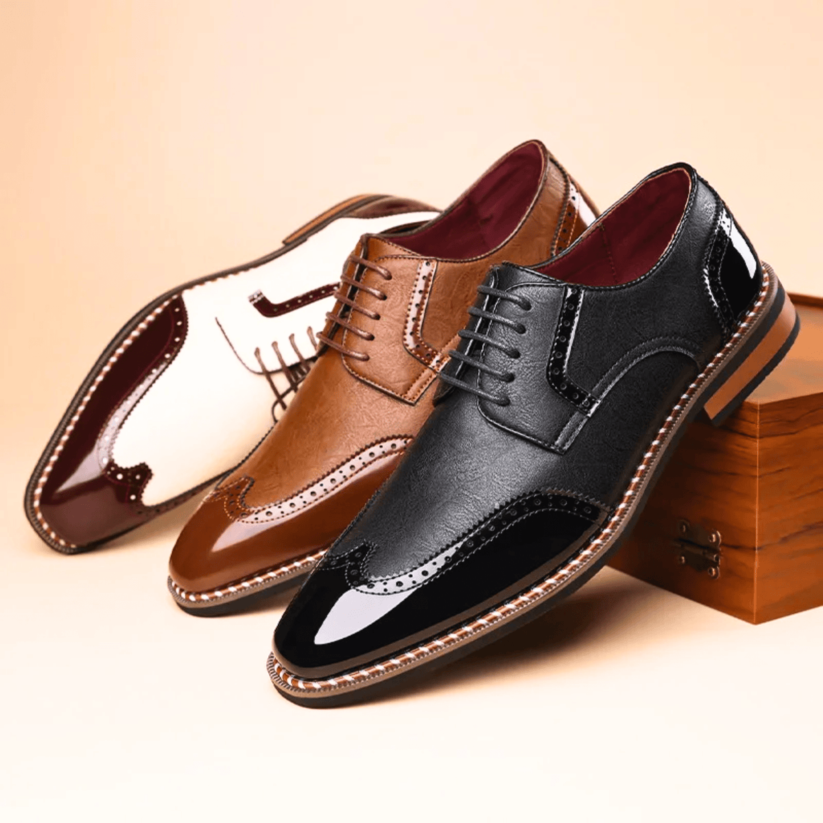 Men's Two Tone Oxford Shoes – Full Grain Leather, Lace-Up