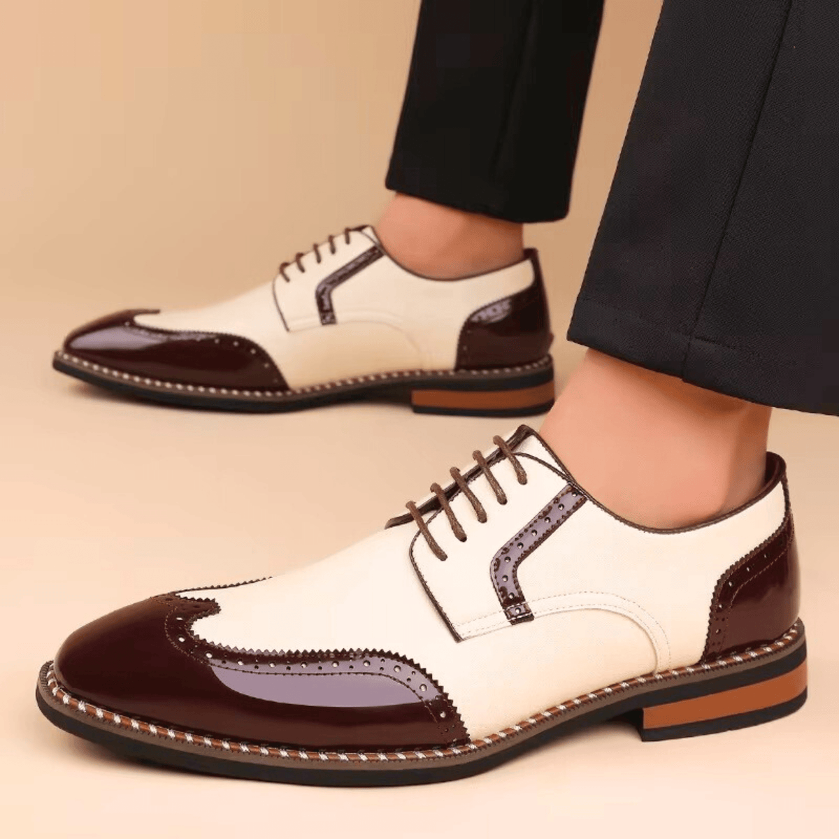 Men's Two Tone Oxford Shoes – Full Grain Leather, Lace-Up