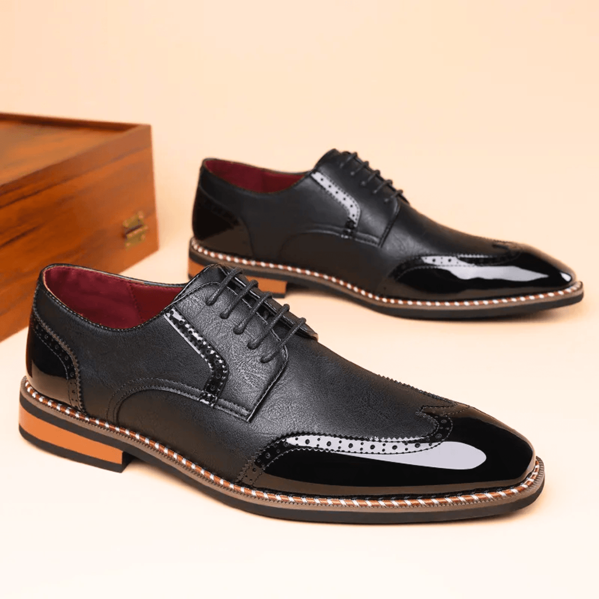 Men's Two Tone Oxford Shoes – Full Grain Leather, Lace-Up