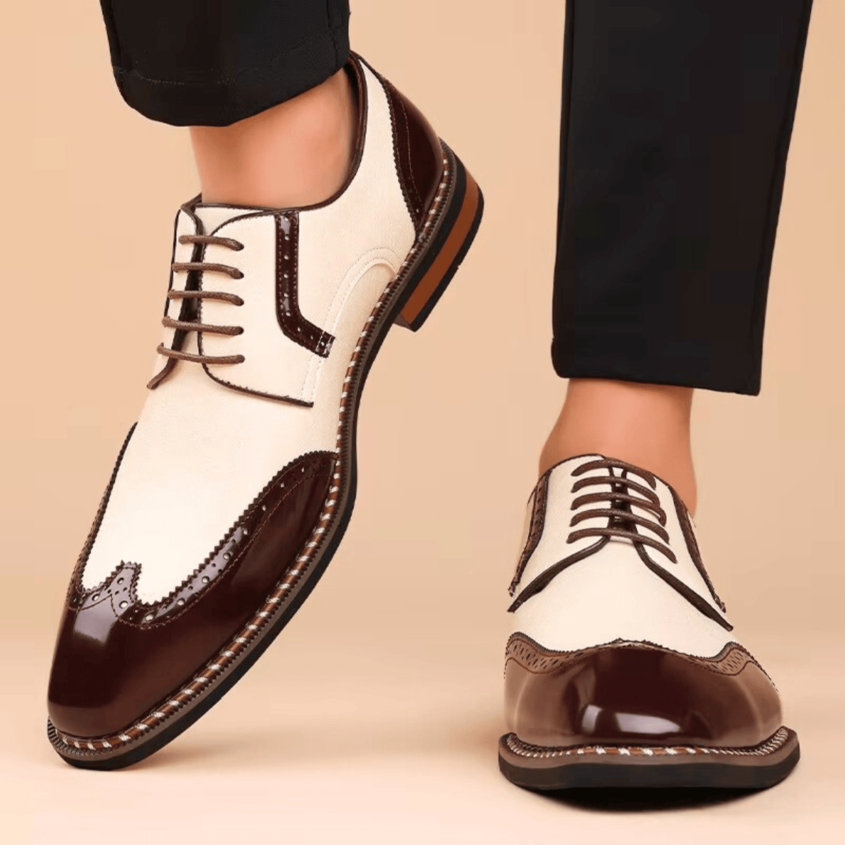 Men's Two Tone Oxford Shoes – Full Grain Leather, Lace-Up