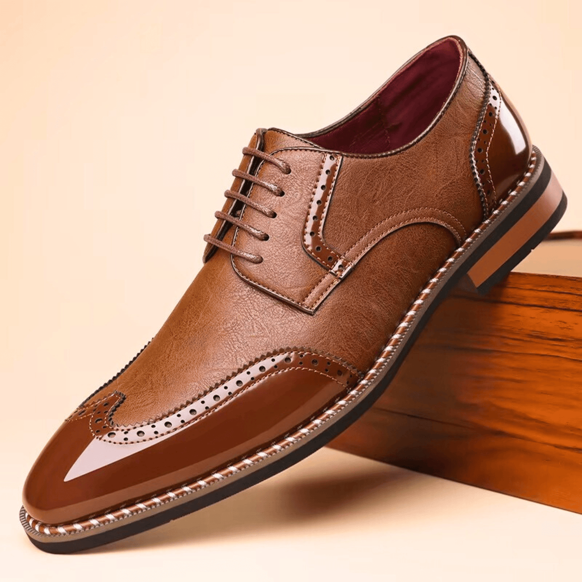Men's Two Tone Oxford Shoes – Full Grain Leather, Lace-Up