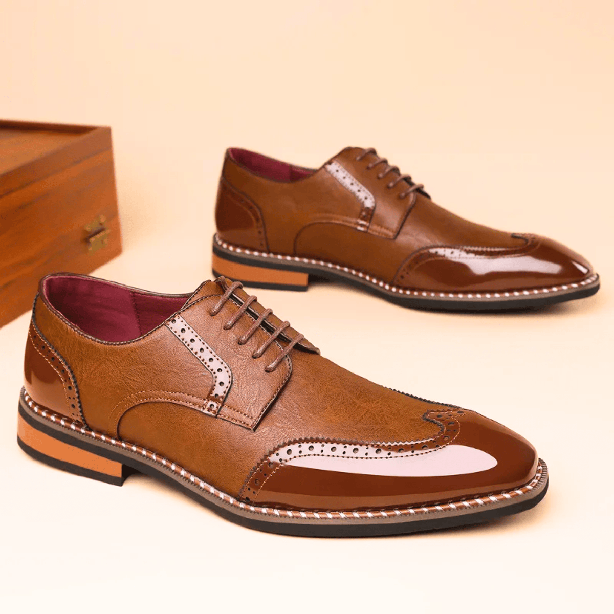 Men's Two Tone Oxford Shoes – Full Grain Leather, Lace-Up