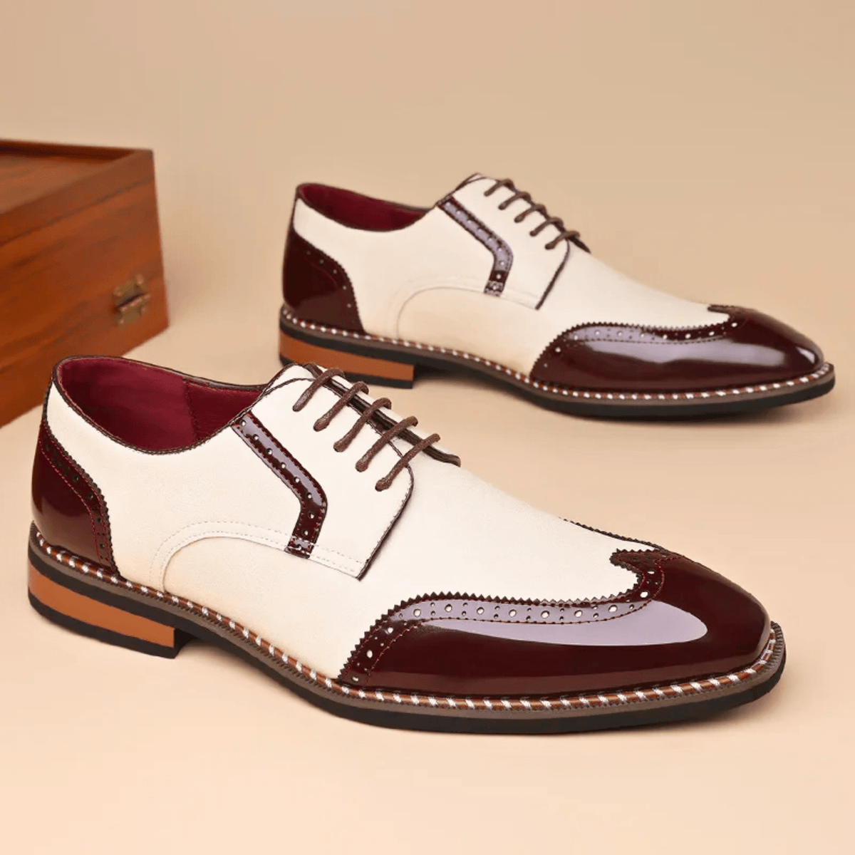 Men's Two Tone Oxford Shoes – Full Grain Leather, Lace-Up