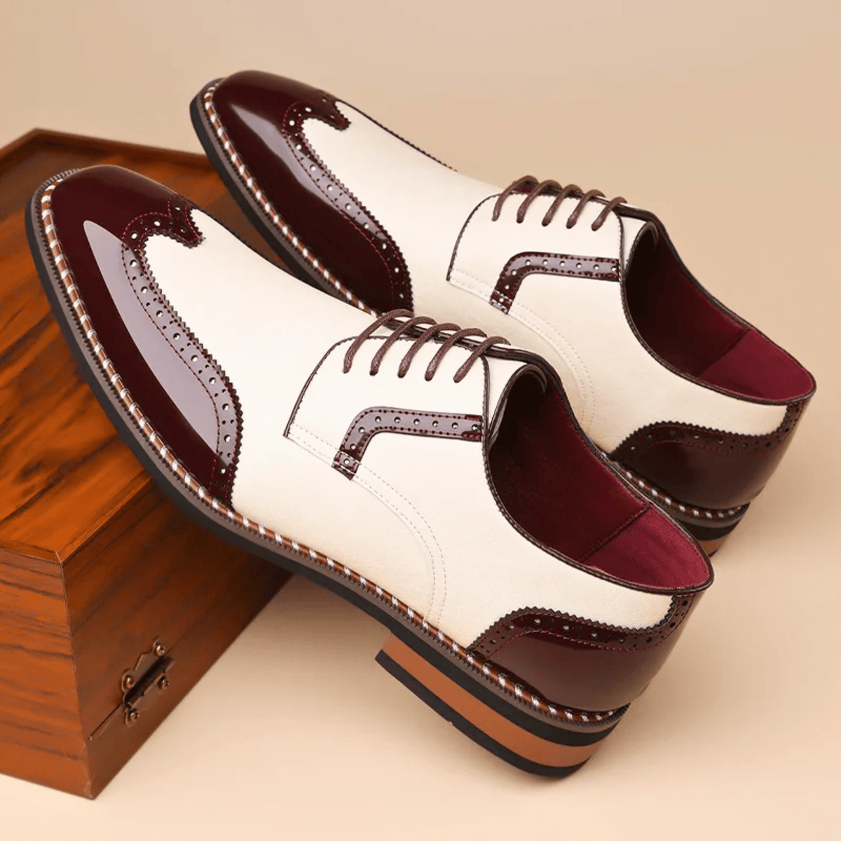 Men's Two Tone Oxford Shoes – Full Grain Leather, Lace-Up
